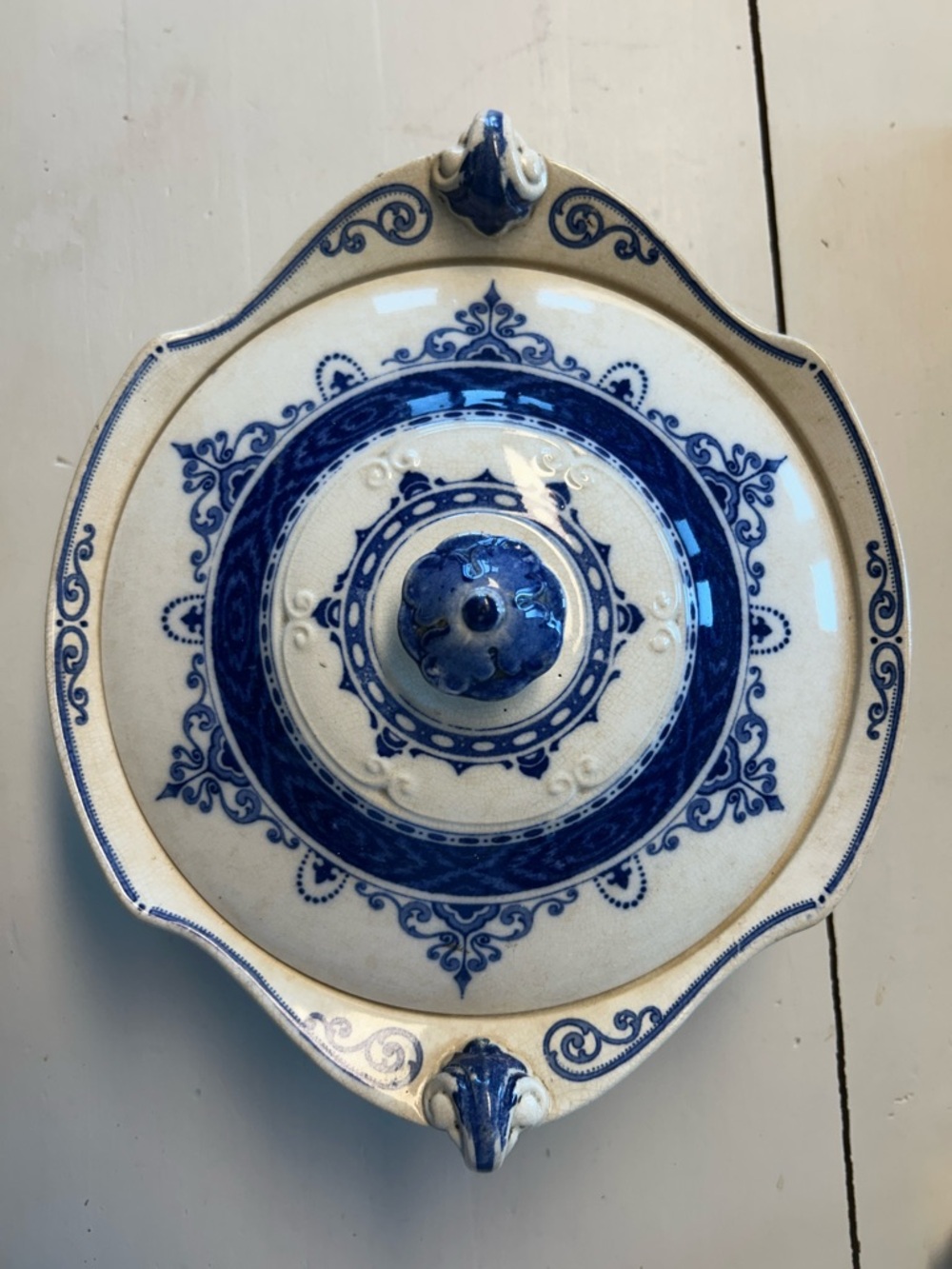 Blue and White Lidded Earthenware (Ironstone) Serving Dish